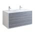 Fresca Catania 48" Wall Mounted Double Basin Vanity Set with MDF Cabinet and Acrylic Vanity Top Ash Gray