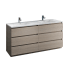 Fresca Lazzaro 72" Free Standing Double Basin Vanity Set with MDF Cabinet and Acrylic Vanity Top Gray Wood