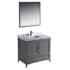 Fresca Oxford 36" Free Standing Single Basin Vanity Set with Cabinet, Quartz Vanity Top, and Framed Mirror Gray