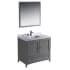 Fresca Oxford 36" Free Standing Single Vanity Set with MDF Cabinet, Quartz Vanity Top, Framed Mirror and Single Hole Faucet Gray