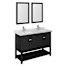 Fresca Manchester 48" Free Standing Double Basin Vanity Set with Cabinet, Quartz Vanity Top, and Framed Mirror Black