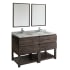Fresca Formosa 60" Free Standing Double Basin Vanity Set with Cabinet, Quartz Vanity Top, Framed Mirrors, and Single Hole Faucets Acacia Wood