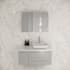 Fresca Lucera 36" Wall Mounted Single Basin Vanity Set with Cabinet, Quartz Vanity Top, Medicine Cabinet, and Right Offset Rectangular Vessel Sink Gray