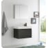 Fresca Mezzo 29-1/2" Wall Mounted / Floating Vanity Set with MDF Cabinet, Acrylic Top, Drop In Sink, Medicine Cabinet, and Single Hole Faucet Black