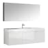 Fresca Vista 59" Wall Mounted / Floating Vanity Set with MDF Cabinet, Acrylic Top, Drop In Sink, Medicine Cabinet, and Single Hole Faucet White