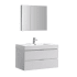Fresca Valencia 39-1/5" Wall Mounted / Floating Single Vanity Set with Wood Cabinet and Acrylic Vanity Top - Includes 29-1/2" Medicine Cabinet Glossy White
