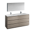 Fresca Lazzaro 72" Free Standing Double Basin Vanity Set with MDF Cabinet, Acrylic Vanity Top, Medicine Cabinet and Single Hole Bathroom Faucet Gray Wood