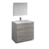 Fresca Lazzaro 36" Free Standing Single Basin Vanity Set with Acrylic Vanity Top and One Single Hole Faucet Glossy Ash Gray