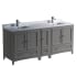 Fresca Oxford 72" Free Standing Vanity Set with Wood Cabinet, Quartz Vanity Top, and Dual Undermount Sinks Gray