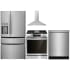 Frigidaire Gallery Four Piece Kitchen Package Featuring French Door Refrigerator, Slide-In Gas Range, Dishwasher, and Range Hood Stainless Steel