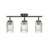 Globe Electric Marge 3 Light 22" Wide Fixed Rail Linear Ceiling Fixture with Ribbed Glass Shades Matte Black