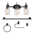 Globe Electric Katheryn Bathroom Vanity Set - 3 Light 19" Wide Vanity Light, Towel Bar, Robe Hook, Toilet Paper Holder, and Towel Ring Included Matte