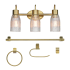 Globe Electric Katheryn Bathroom Vanity Set - 3 Light 19" Wide Vanity Light, Towel Bar, Robe Hook, Toilet Paper Holder, and Towel Ring Included Matte