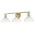 Golden Lighting Carver 3 Light 28" Wide Bathroom Vanity Light with Clear Glass Shades Brushed Champagne Bronze