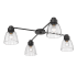 Golden Lighting Remy 4 Light 36" Wide Semi-Flush Ceiling Fixture with Clear Glass Shades Matte Black