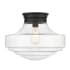 Golden Lighting Ingalls 16" Wide Semi-Flush Ceiling Fixture Matte Black / Clear