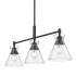 Golden Lighting Malta 3 Light 34" Wide Linear Chandelier Matte Black