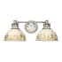 Golden Lighting Kinsley 2 Light 19" Wide Vanity Light with Antique Ivory Shades Aged Galvanized Steel