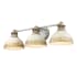Golden Lighting Kinsley 3 Light 29" Wide Bathroom Vanity Light with White Shades Aged Galvanized Steel