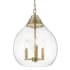 Golden Lighting Ariella 3 Light 15" Wide Taper Candle Pendant Brushed Champagne Bronze / Hammered Clear Glass