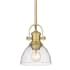 Golden Lighting Hines Single Light 6-7/8" Wide Pendant with Seeded Glass Shade Brushed Champagne Bronze