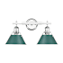Golden Lighting Orwell 2 Light 18" Wide Vanity Light Chrome / Pine Green Shades