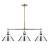 Golden Lighting Orwell 3 Light 36" Wide Linear Pendant Aged Brass / Chrome