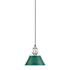 Golden Lighting Orwell 8" Wide Mini Pendant Chrome / Pine Green Shades