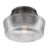Golden Lighting Holloway 11" Wide Flush Mount Bowl Ceiling Fixture with a Ribbed Glass Shade Matte Black
