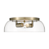 Golden Lighting Duncan 2 Light 14" Wide Flush Mount Ceiling Fixture Aged Brass / Clear