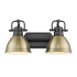 Golden Lighting Duncan 2 Light 17" Wide Bathroom Vanity Light Matte Black / Aged Brass