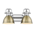 Golden Lighting Duncan 2 Light 17" Wide Bathroom Vanity Light in Chrome with Colorful Shades Chrome / Aged Brass