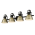 Golden Lighting Duncan 4 Light 34" Wide Vanity Light with Aged Brass Shades Matte Black
