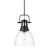 Golden Lighting Duncan 9" Wide Mini Pendant Matte Black / Clear