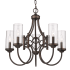 Golden Lighting Quincy 5 Light 23" Wide Taper Candle Chandelier with Clear Glass Shades Cordoban Bronze / Clear Glass