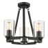Golden Lighting Monroe 3 Light 16" Wide Semi-Flush Ceiling Fixture Black / Gold