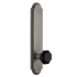 Grandeur Arc Solid Brass Tall Plate Passage Door Knob Set with Lyon Black Crystal Knob and 2-3/4" Backset Antique Pewter
