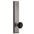Grandeur Fifth Avenue Solid Brass Tall Plate Passage Door Knob Set with Lyon Black Crystal Knob and 2-3/4" Backset Antique Pewter