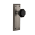 Grandeur Fifth Avenue Solid Brass Rose Dummy Door Knob Set with Lyon Black Crystal Knob Antique Pewter