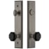 Grandeur Carre Solid Brass Rose Tall Plate Single Cylinder Keyed Entry Door Knob Set with Lyon Knob and 2-3/4" Backset Antique Pewter