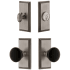 Grandeur Carre Solid Brass Rose Single Cylinder Keyed Entry Deadbolt and Knobset Combo Pack with Coventry Knob and 2-3/4" Backset Antique Pewter