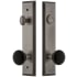 Grandeur Fifth Avenue Solid Brass Rose Tall Plate Single Cylinder Keyed Entry Door Knob Set with Coventry Knob and 2-3/8" Backset Antique Pewter