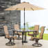 Hanover Brigantine 5 -PC Aluminum Framed PVC and Polyester Outdoor Dining Set with Umbrella Bronze / Tan