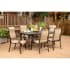 Hanover Brigantine Seven Piece Aluminum Framed Fabric Outdoor Dining Set with Sling Chairs Tan