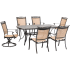 Hanover Fontana 7 Piece Aluminum Framed PVC Upholstered Outdoor Dining Set with Two Swivel Rockers Tan