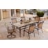 Hanover Fontana (7) Piece Outdoor Dining Set with (6) Sling Back Chairs and Tile Top Table Tan