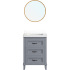 Hanover Ambridge 24" Free Standing Single Basin Vanity Set with Cabinet, Stone Vanity Top and Framed Mirror and Stone Vanity Top Gray