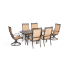 Hanover Manor 7-Piece Aluminum Framed Outdoor Dining Set with Umbrella Compatible Rectangular Aluminum Tabletop and Swivel Rocking Chairs Cedar