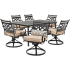 Hanover Montclair Seven Piece Steel Outdoor Dining Set with Swivel Rocking Chairs Tan