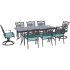 Hanover Traditions Nine Piece Aluminum Framed Outdoor Dining Set with Cushions Blue